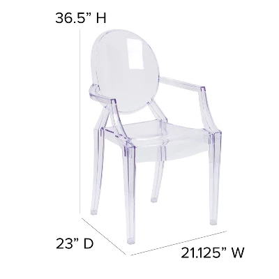 Flash Furniture Ghost Chair With Arms In Transparent Crystal 3 Flash Furniture Ghost Chair With Arms In Transparent Crystal - Image 3