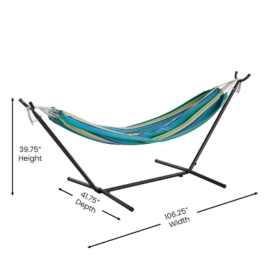 Flash Furniture Lola 2 Person Hammock With Stand And Premium Carry Bag, Cotton Hammock With Space Saving Steel Stand, 450 LBS. Static Weight Capacity 5 Flash Furniture Lola 2 Person Hammock With Stand And Premium Carry Bag, Cotton Hammock With Space Saving Steel Stand, 450 LBS. Static Weight Capacity - Image 5