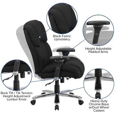 Flash Furniture HERCULES Series 24/7 Intensive Use Big & Tall 400 Lb. Rated Executive Swivel Ergonomic Office Chair With Lumbar Knob And Tufted Headrest & Back 2 Flash Furniture HERCULES Series 24/7 Intensive Use Big & Tall 400 Lb. Rated Executive Swivel Ergonomic Office Chair With Lumbar Knob And Tufted Headrest & Back - Image 2
