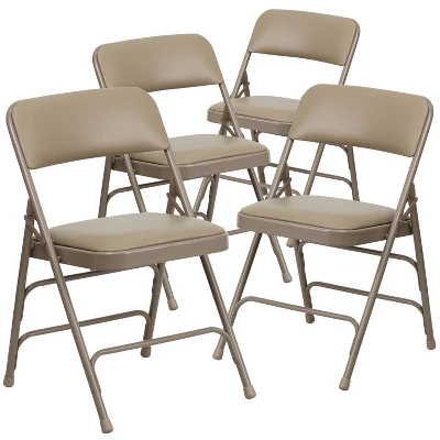 Flash Furniture 4 Pack HERCULES Series Curved Triple Braced & Double Hinged Upholstered Metal Folding Chair 15 Flash Furniture 4 Pack HERCULES Series Curved Triple Braced & Double Hinged Upholstered Metal Folding Chair - Image 15