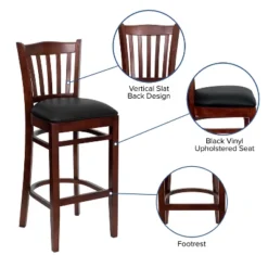 Flash Furniture Vertical Slat Back Wooden Restaurant Barstool -Furniture GUEST 23e133ea dca7 4c86 8263 9fa5f37601ac