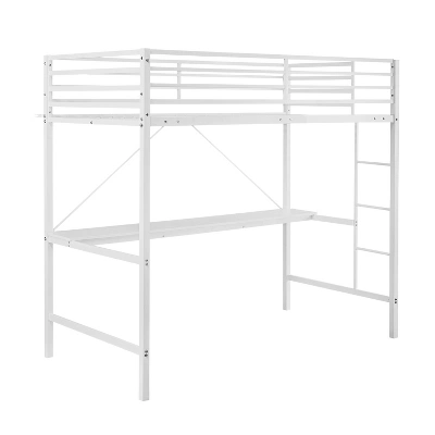 Flash Furniture Jake Metal Loft Bed Frame With Desk, Protective Guard Rails And Ladder For Kids, Teens And Adults 14 Flash Furniture Jake Metal Loft Bed Frame With Desk, Protective Guard Rails And Ladder For Kids, Teens And Adults - Image 14