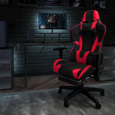 Flash Furniture X30 Gaming Chair Racing Office Ergonomic Computer Chair With Fully Reclining Back And Slide-Out Footrest In Red LeatherSoft 1 Flash Furniture X30 Gaming Chair Racing Office Ergonomic Computer Chair With Fully Reclining Back And Slide-Out Footrest In Red LeatherSoft