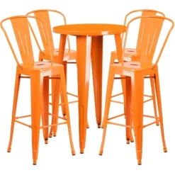 Flash Furniture Commercial Grade 24" Round Metal Indoor-Outdoor Bar Table Set With 4 Cafe Stools -Furniture GUEST 24e3f30d 6576 41f6 86d3 c6bb576eb540