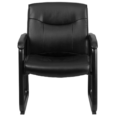 HERCULES Series 500 Lb. Capacity Big & Tall Black Leather Executive Side Chair With Sled Base - Flash Furniture 3 HERCULES Series 500 Lb. Capacity Big & Tall Black Leather Executive Side Chair With Sled Base - Flash Furniture - Image 3