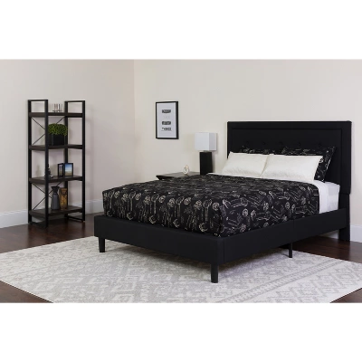 Flash Furniture Roxbury Full Size Tufted Upholstered Platform Bed In Black Fabric With Pocket Spring Mattress 1 Flash Furniture Roxbury Full Size Tufted Upholstered Platform Bed In Black Fabric With Pocket Spring Mattress