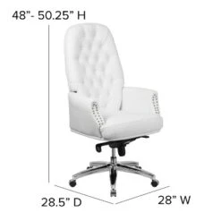 Flash Furniture High Back Traditional Tufted White LeatherSoft Multifunction Executive Swivel Ergonomic Office Chair With Arms -Furniture GUEST 253316d1 239a 4463 b564 5a9f2fe8e73d