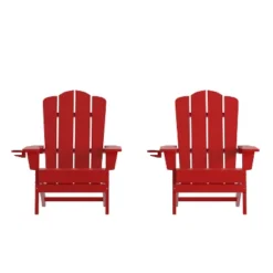Flash Furniture Newport Adirondack Chair With Cup Holder, Weather Resistant HDPE Adirondack Chair -Furniture GUEST 25521ec7 52a5 4299 865e 1dbc0d4b92ba