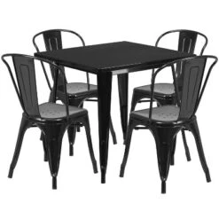 Flash Furniture Commercial Grade 31.5" Square Metal Indoor-Outdoor Table Set With 4 Stack Chairs -Furniture GUEST 255511a7 15d4 4a5c 961f 1e0ba60f31b0