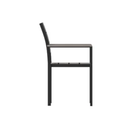 Flash Furniture Finch Commercial Grade Patio Chair With Arms, Stackable Side Chair With Faux Teak Poly Slats And Metal Frame -Furniture GUEST 25731813 de8d 4f55 a73d f98c6a38d001