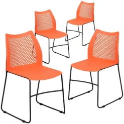 Flash Furniture 4 Pack HERCULES Series 661 Lb. Capacity Stack Chair With Air-Vent Back And Powder Coated Sled Base -Furniture GUEST 26cf14c8 c18a 448d 9b4e df3e70663b5d