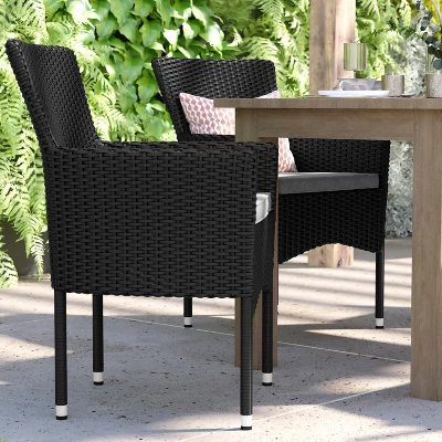 Flash Furniture Maxim Modern Wicker Patio Armchairs For Deck Or Backyard, Fade And Weather-Resistant Frames And Cushions 4 Flash Furniture Maxim Modern Wicker Patio Armchairs For Deck Or Backyard, Fade And Weather-Resistant Frames And Cushions - Image 4