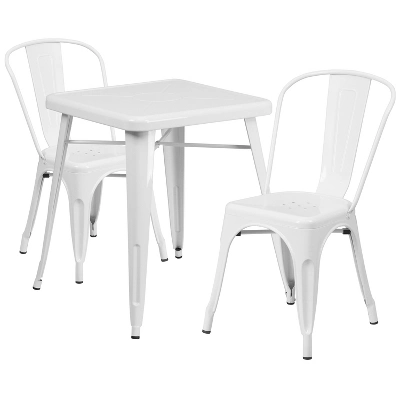 Flash Furniture Commercial Grade 23.75" Square Metal Indoor-Outdoor Table Set With 2 Stack Chairs 13 Flash Furniture Commercial Grade 23.75" Square Metal Indoor-Outdoor Table Set With 2 Stack Chairs - Image 13