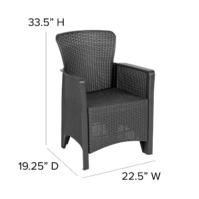 Flash Furniture Faux Rattan Plastic Chair Set With Matching Side Table 8 Flash Furniture Faux Rattan Plastic Chair Set With Matching Side Table - Image 8