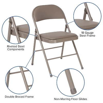 Flash Furniture 2 Pack HERCULES Series Double Braced Vinyl Folding Chair 3 Flash Furniture 2 Pack HERCULES Series Double Braced Vinyl Folding Chair - Image 3