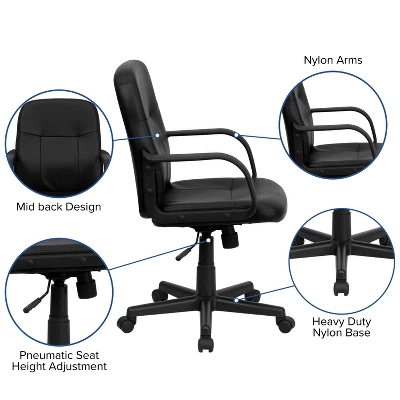 Flash Furniture Paulson Mid-Back Black Glove Vinyl Executive Swivel Office Chair With Arms 2 Flash Furniture Paulson Mid-Back Black Glove Vinyl Executive Swivel Office Chair With Arms - Image 2