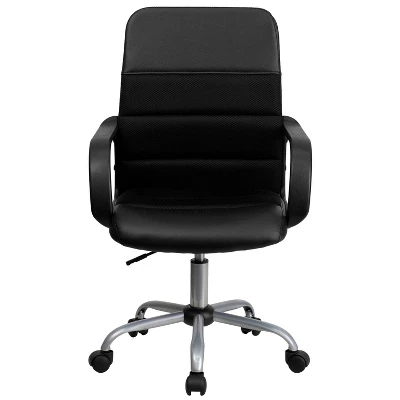 Swivel Task Chair Black Leather/Mesh - Flash Furniture 9 Swivel Task Chair Black Leather/Mesh - Flash Furniture - Image 9