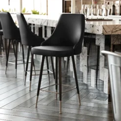Flash Furniture Shelly Set Of 2 Commercial LeatherSoft Counter Height Bar Stools With Solid Black Metal Frames And Chrome Accented Feet And Footrests -Furniture GUEST 282430dc 0636 4c54 ac4f 5c4611b5af42