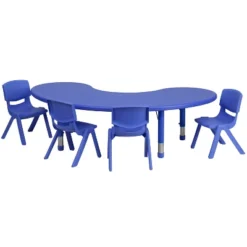 Flash Furniture 35"W X 65"L Half-Moon Plastic Height Adjustable Activity Table Set With 4 Chairs 8 Flash Furniture 35"W X 65"L Half-Moon Plastic Height Adjustable Activity Table Set With 4 Chairs -Furniture GUEST 28d95600 b9c4 4961 a3fa e9771a7ce748