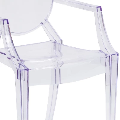 Flash Furniture Ghost Chair With Arms In Transparent Crystal 5 Flash Furniture Ghost Chair With Arms In Transparent Crystal - Image 5
