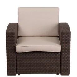 Flash Furniture Chocolate Brown Faux Rattan Chair With All-Weather Beige Cushion 16 Flash Furniture Chocolate Brown Faux Rattan Chair With All-Weather Beige Cushion -Furniture GUEST 2964846e c9da 42e9 aec0 6ac5c429fffa