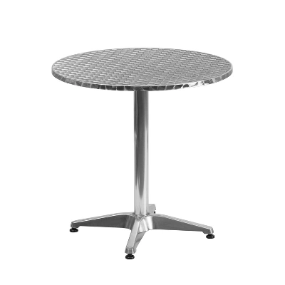 Flash Furniture Lila 27.5'' Round Aluminum Indoor-Outdoor Table Set With 4 Slat Back Chairs 2 Flash Furniture Lila 27.5'' Round Aluminum Indoor-Outdoor Table Set With 4 Slat Back Chairs - Image 2