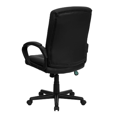 Mid-Back LeatherSoft Executive Swivel Office Chair With Three Line Horizontal Stitch Back And Arms Black - Flash Furniture 2 Mid-Back LeatherSoft Executive Swivel Office Chair With Three Line Horizontal Stitch Back And Arms Black - Flash Furniture - Image 2