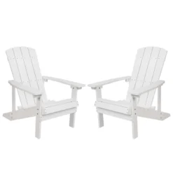 Flash Furniture Set Of 2 Charlestown All-Weather Poly Resin Wood Adirondack Chairs -Furniture GUEST 29de4b6a 9f5f 4674 9661 0d615d7f6da1