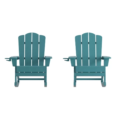 Flash Furniture Newport HDPE Adirondack Chair With Cup Holder And Pull Out Ottoman, All-Weather HDPE Indoor/Outdoor Chair 12 Flash Furniture Newport HDPE Adirondack Chair With Cup Holder And Pull Out Ottoman, All-Weather HDPE Indoor/Outdoor Chair - Image 12