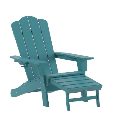 Flash Furniture Newport HDPE Adirondack Chair With Cup Holder And Pull Out Ottoman, All-Weather HDPE Indoor/Outdoor Lounge Chair 12 Flash Furniture Newport HDPE Adirondack Chair With Cup Holder And Pull Out Ottoman, All-Weather HDPE Indoor/Outdoor Lounge Chair - Image 12