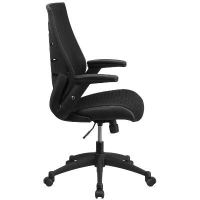 Designer Mesh High Back Executive Swivel Ergonomic Office Chair With Flip Up Arms Black - Flash Furniture 1 Designer Mesh High Back Executive Swivel Ergonomic Office Chair With Flip Up Arms Black - Flash Furniture
