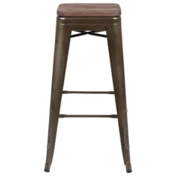 Flash Furniture 30" High Metal Indoor Bar Stool With Wood Seat - Stackable Set Of 4 -Furniture GUEST 2a8767ba d63b 4913 a172 2d5ddba0a8d2