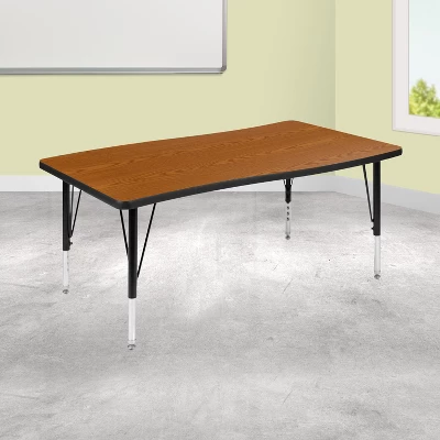 Flash Furniture 28"W X 47.5"L Rectangle Wave Flexible Collaborative Thermal Laminate Activity Table - Height Adjustable Short Legs 1 Flash Furniture 28"W X 47.5"L Rectangle Wave Flexible Collaborative Thermal Laminate Activity Table - Height Adjustable Short Legs