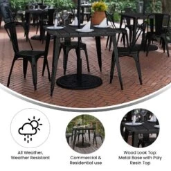 Flash Furniture Declan Commercial Indoor/Outdoor Dining Table With Umbrella Hole, 36" Square All Weather Poly Resin Top And Steel Base -Furniture GUEST 2bad970f d079 4766 ad25 7d57325f2107
