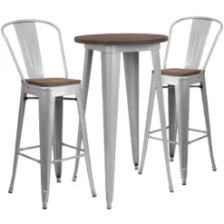 Flash Furniture 24" Round Metal Bar Table Set With Wood Top And 2 Stools 5 Flash Furniture 24" Round Metal Bar Table Set With Wood Top And 2 Stools -Furniture GUEST 2d25539a 38b8 4996 9079 d1604bc653c2