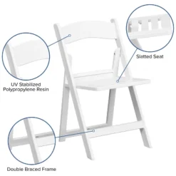 Flash Furniture 2 Pack HERCULES Series 1000 Lb. Capacity White Resin Folding Chair With Slatted Seat -Furniture GUEST 2d44f427 5246 4d63 a22c c77b2633a71d