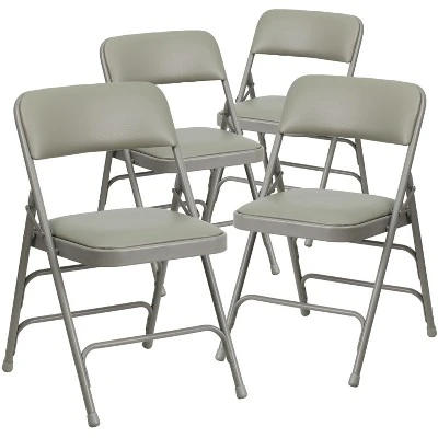 Flash Furniture 4 Pack HERCULES Series Curved Triple Braced & Double Hinged Upholstered Metal Folding Chair 12 Flash Furniture 4 Pack HERCULES Series Curved Triple Braced & Double Hinged Upholstered Metal Folding Chair - Image 12