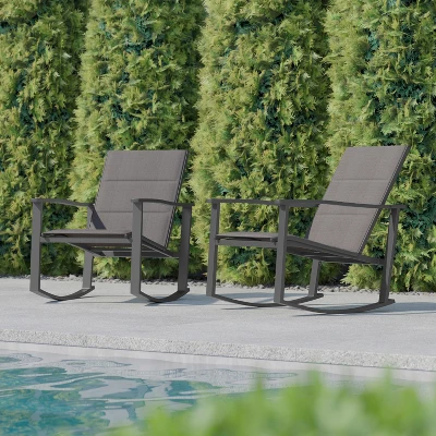 Flash Furniture Brazos Set Of 2 Outdoor Rocking Chairs With Flex Comfort Material And Metal Frame 3 Flash Furniture Brazos Set Of 2 Outdoor Rocking Chairs With Flex Comfort Material And Metal Frame - Image 3