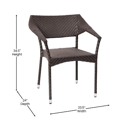 Flash Furniture Jace Set Of 2 Commercial Grade Stacking Patio Chairs, All Weather PE Rattan Wicker Patio Dining Chairs 6 Flash Furniture Jace Set Of 2 Commercial Grade Stacking Patio Chairs, All Weather PE Rattan Wicker Patio Dining Chairs - Image 6