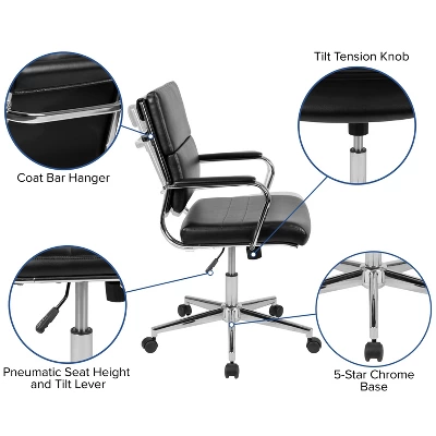 Flash Furniture Mid-Back LeatherSoft Contemporary Panel Executive Swivel Office Chair 4 Flash Furniture Mid-Back LeatherSoft Contemporary Panel Executive Swivel Office Chair - Image 4