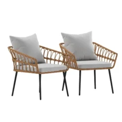 Flash Furniture Evin Set Of 2 Boho Indoor/Outdoor Rope Rattan Wicker Patio Chairs With All-Weather Cushions 22 Flash Furniture Evin Set Of 2 Boho Indoor/Outdoor Rope Rattan Wicker Patio Chairs With All-Weather Cushions -Furniture GUEST 3058a7d9 a98d 4ee2 84db c2ca8d6e78d1