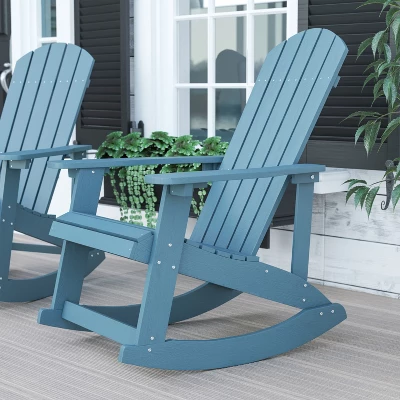 Flash Furniture Savannah All-Weather Poly Resin Wood Adirondack Rocking Chair With Rust Resistant Stainless Steel Hardware 1 Flash Furniture Savannah All-Weather Poly Resin Wood Adirondack Rocking Chair With Rust Resistant Stainless Steel Hardware