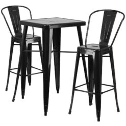 Flash Furniture Commercial Grade 23.75" Square Metal Indoor-Outdoor Bar Table Set With 2 Stools With Backs 24 Flash Furniture Commercial Grade 23.75" Square Metal Indoor-Outdoor Bar Table Set With 2 Stools With Backs -Furniture GUEST 31c2a244 4041 418d a5b4 a9247dd44836