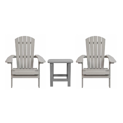Flash Furniture 2 Pack Charlestown All-Weather Poly Resin Folding Adirondack Chairs With Side Table 13 Flash Furniture 2 Pack Charlestown All-Weather Poly Resin Folding Adirondack Chairs With Side Table - Image 13