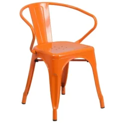 Flash Furniture Commercial Grade Metal Indoor-Outdoor Chair With Arms -Furniture GUEST 31fe9622 bec5 42cf 9b6c 5079008fdee4