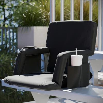 Flash Furniture Extra Wide Foldable Reclining Heated Stadium Chair With Backpack Straps - Black 1 Flash Furniture Extra Wide Foldable Reclining Heated Stadium Chair With Backpack Straps - Black