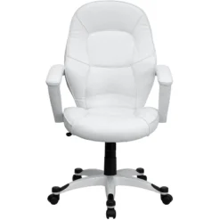 Mid-Back White Leather Executive Swivel Office Chair - Flash Furniture -Furniture GUEST 3271c262 f662 44bd 8079 f45eacb3ba8b
