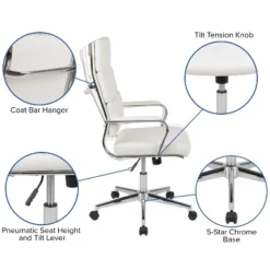 Flash Furniture Hansel High Back White LeatherSoft Contemporary Panel Executive Swivel Office Chair -Furniture GUEST 3277dd16 9e1e 4638 971f 428639491e2e