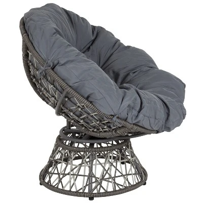 Flash Furniture Bowie Comfort Series Swivel Patio Chair With Dark Gray Cushion 3 Flash Furniture Bowie Comfort Series Swivel Patio Chair With Dark Gray Cushion - Image 3