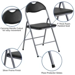 Flash Furniture 4 Pack HERCULES Series Black Vinyl Metal Folding Chair With Carrying Handle 12 Flash Furniture 4 Pack HERCULES Series Black Vinyl Metal Folding Chair With Carrying Handle -Furniture GUEST 33132892 f487 4cfd 8674 eb6bd6c206f8